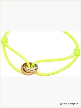 Adjustable String Bracelet with 3 Trinity Rings Gold Plated Unisex Gift